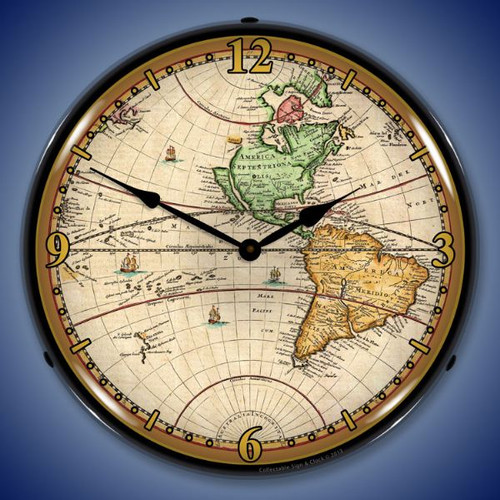 World Map of 1730 LED Lighted Wall Clock 14 x 14 Inches