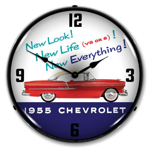 1955 Chevrolet New Look Lighted Wall Clock 14 x 14 Inches