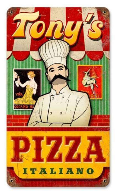 Vintage Pizza Metal Sign - Personalized 8 x 14 Inches