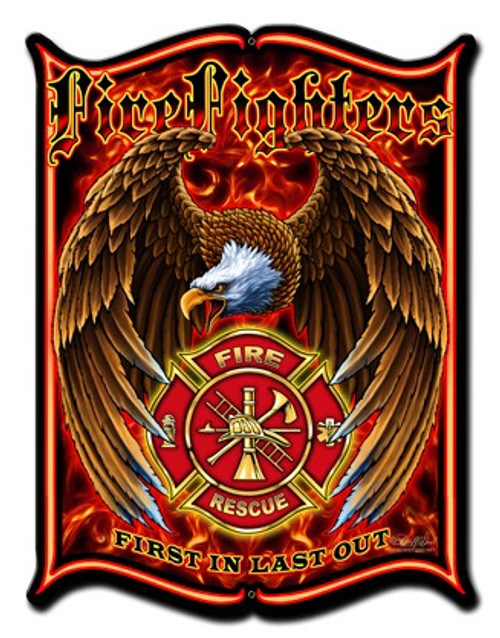 Firfighters Metal Sign 18 x 24 Inches