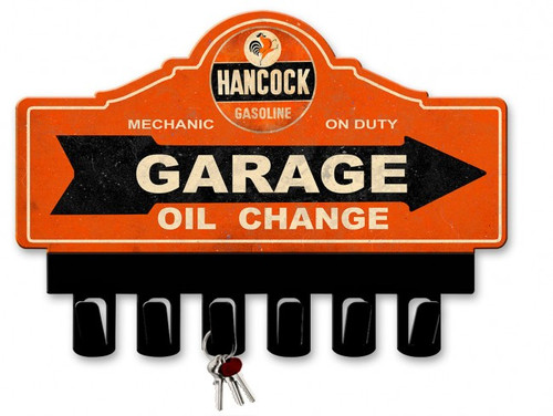 Classic Hancock Gasoline Metal Key Hanger 14 x 10 Inches