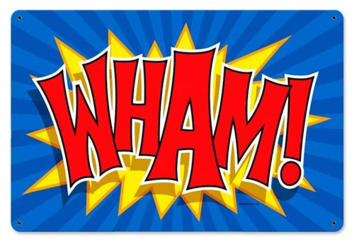 Retro Wham Metal Sign 18 x 12 Inches