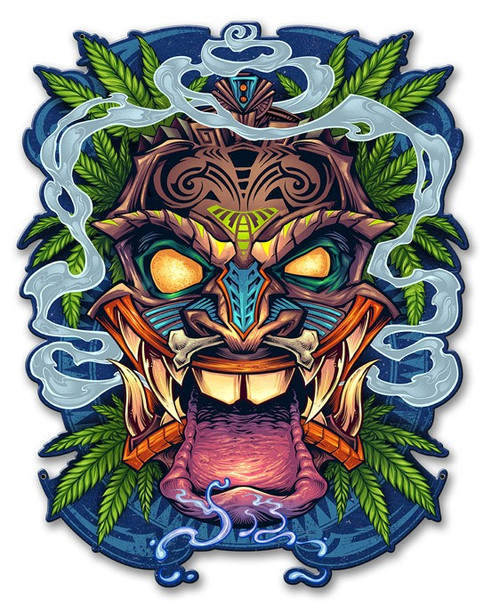 Tiki Head Metal Sign 13 x 17 Inches