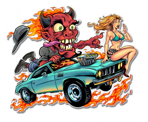 Speed Demon Flaming Hot Rod Metal Sign 17 x 13 Inches