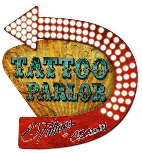 3-D Layered Tattoo Parlor Metal Sign 20 x 24 Inches