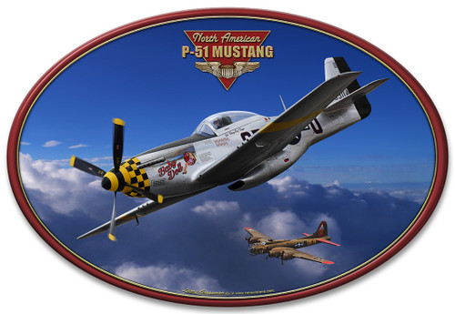P-51 Mustang Metal Sign 18 x 10 Inches