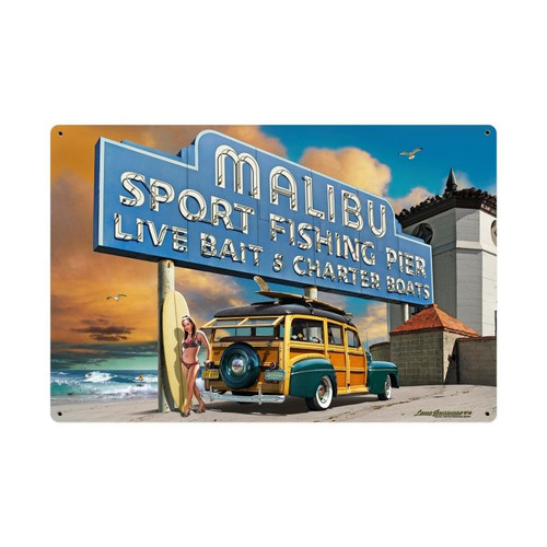 Malibu Pier Metal Sign 36 x 24 Inches