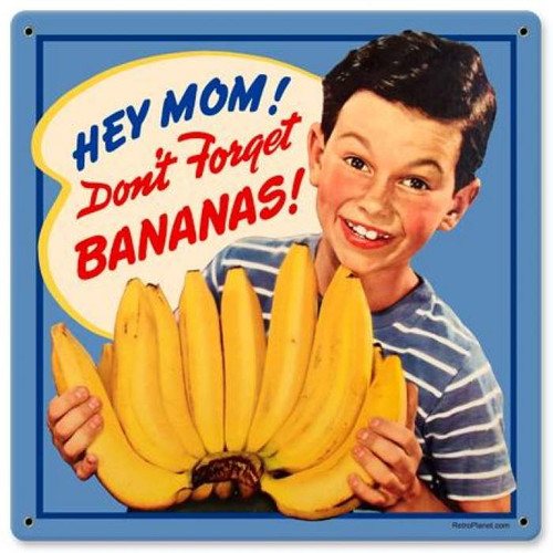 Vintage Bananas Metal Sign 12 x 12 Inches