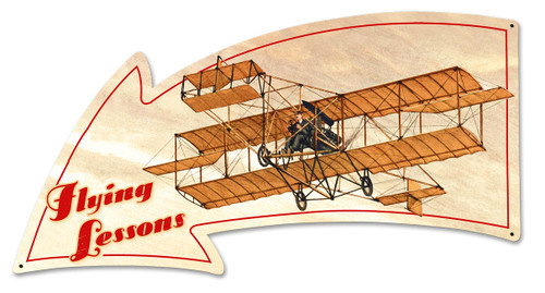 Flying Lessons Arrow Metal Sign 26 x 14 Inches