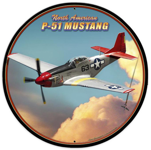 P-51 Mustang Metal Sign 28 x 28 Inches
