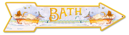 Mermaid Bath Arrow Metal Sign 36 x 9 Inches