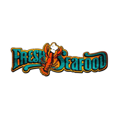 Fresh Seafood Metal Sign 24 x 9 Inches