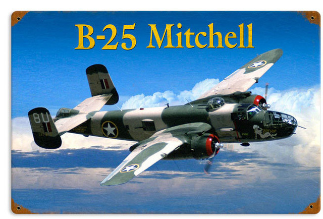 Retro B25 Mitchell Metal Sign 18 X 12 Inches 