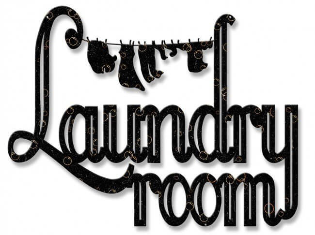 Laundry Room Clothes Line Silhouette Metal Shape Sign 17 X 13 Inches