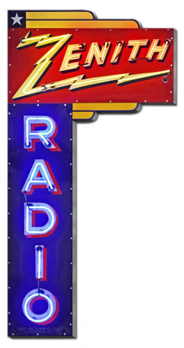 1936 Zenith Radio Metal Sign 15 x 30 Inches