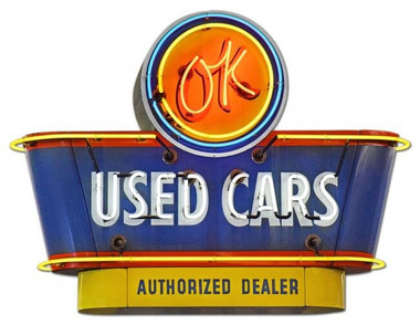 1950's OK Used Cars Metal Sign 30 x 23 Inches