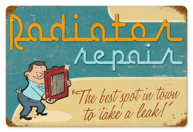 Retro Radiator Repair Metal Sign 18 x 12 Inches