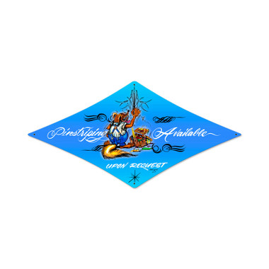 Retro Pinstriping Diamond Metal Sign 22 x 14 Inches