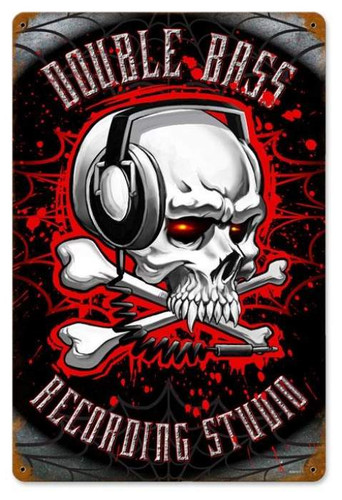 Retro Double Bass Metal Sign 18 x 12 Inches