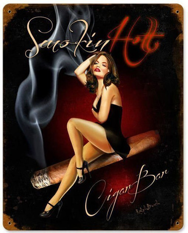 Cigar Bar Vintage Metal Sign 12 x 15 Inches