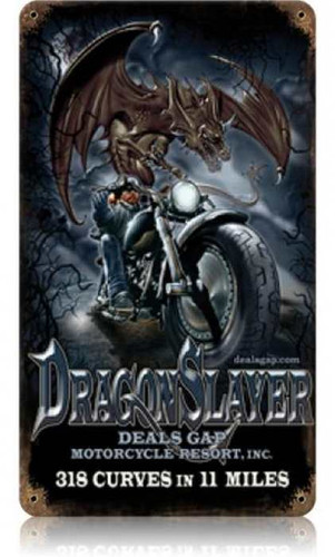 Vintage Dragon Slayer Metal Sign 8 x 14 Inches