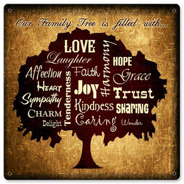 Family Tree Metal Sign 12 x 12 Inches
