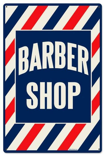Retro Barber Shop Metal Sign 24 x 16 Inches
