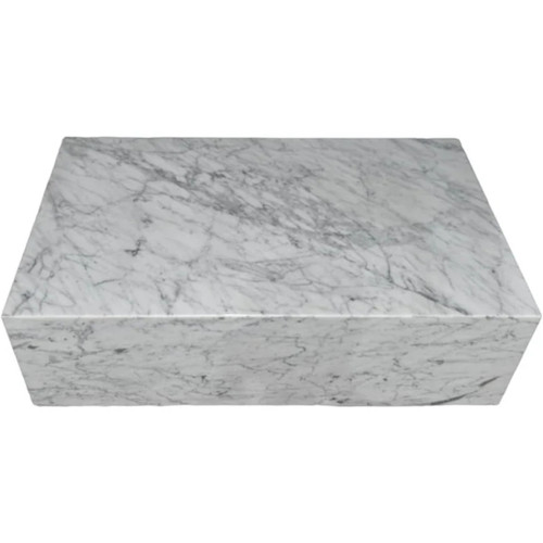 Genuine Marble Block Coffee Table - Carrara Marble