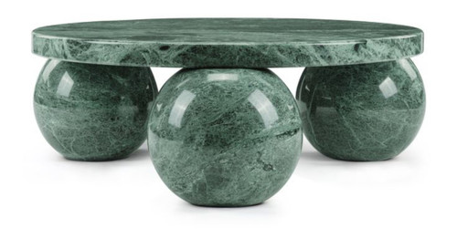 Genuine Marble Round 3-Sphere Coffee Table - Green Marble