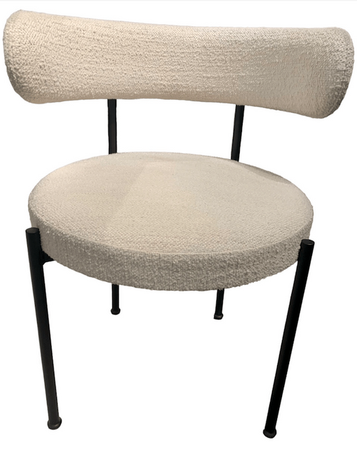 Cream Boucle Steel Dining Chair