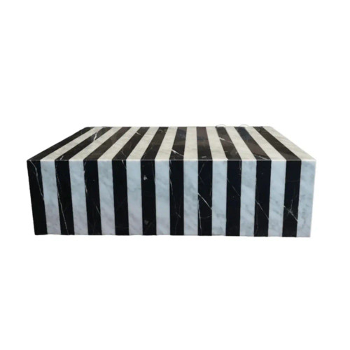 Genuine Marble Block Coffee Table - Nero Carrara Marble