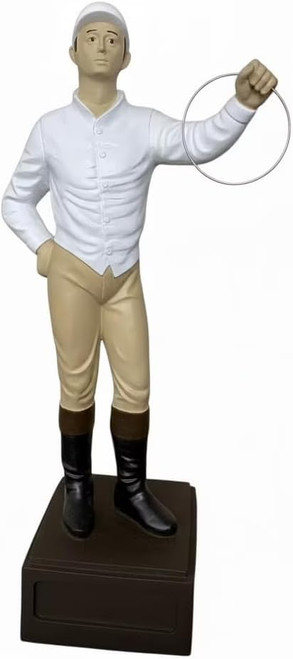 Classic Lawn Jockey Garden Statue, Matte, White-Beige
