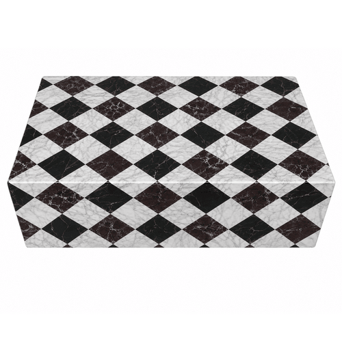 Genuine Marble Block Coffee Table - Nero Black / Carrara / Rosso Levanto Marble