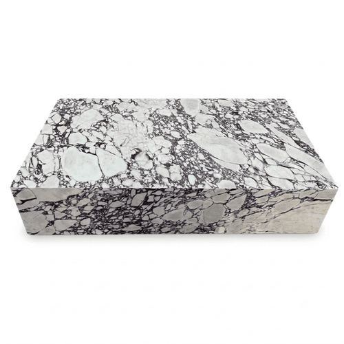 Genuine Marble Block Coffee Table - Calacatta Viola, 54" Extra Large
