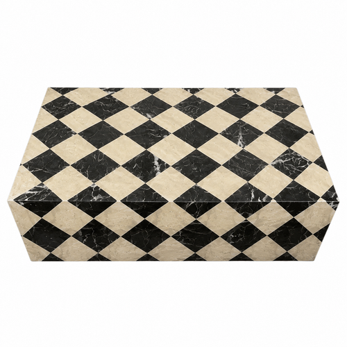Genuine Marble Block Coffee Table - St Laurent + Travertine