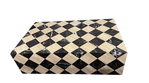 Genuine Marble Block Coffee Table - St Laurent Marble + Travertine Stone