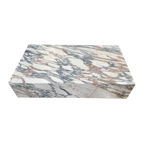 Genuine Marble Block Coffee Table - Arabescato Marble, 54" Extra Large