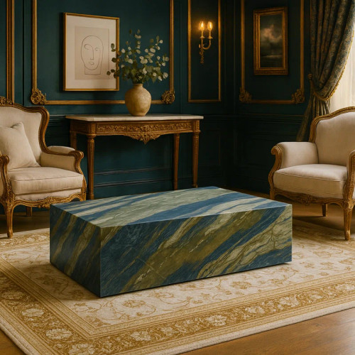 Genuine Marble Block Coffee Table - Twilight Marble
