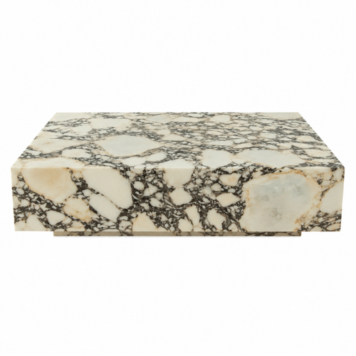 Genuine Marble Block Coffee Table with Base - Calacatta Viola