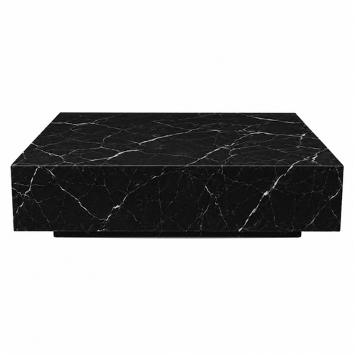 Genuine Marble Block Coffee Table with Base - Nero Black