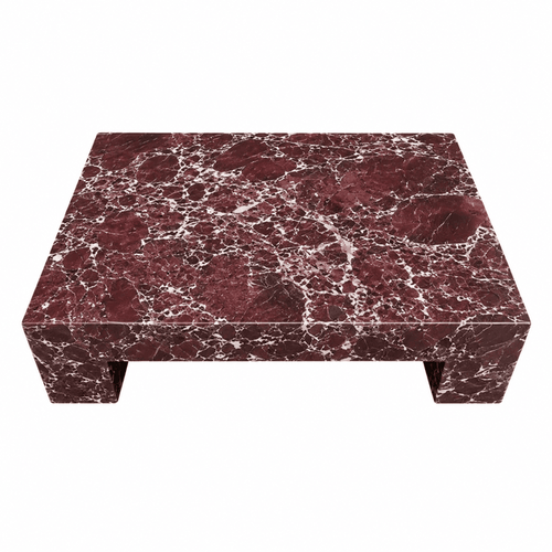 Genuine Marble Rectangular Four Legs Coffee Table - Rosso Levanto