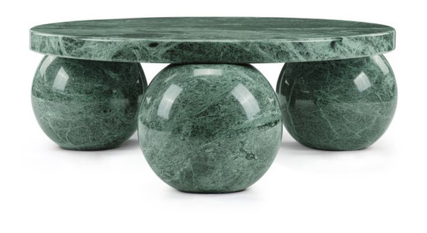 Genuine Marble Round 3-Sphere Coffee Table - Green Marble