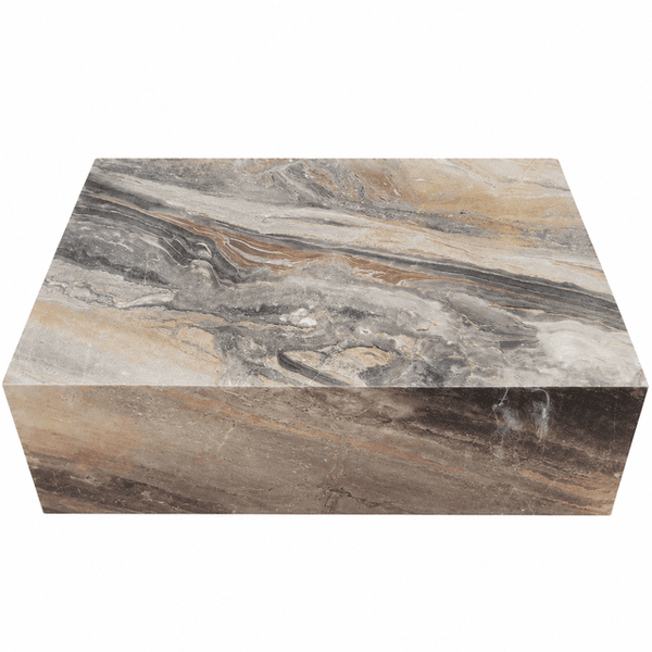 Genuine Marble Block Coffee Table - Grey Galaxy