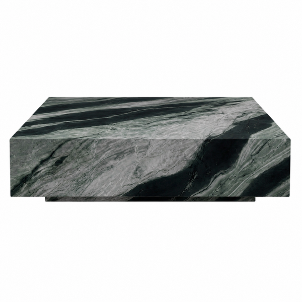 Genuine Marble Block Coffee Table with Base - Matcha Verde