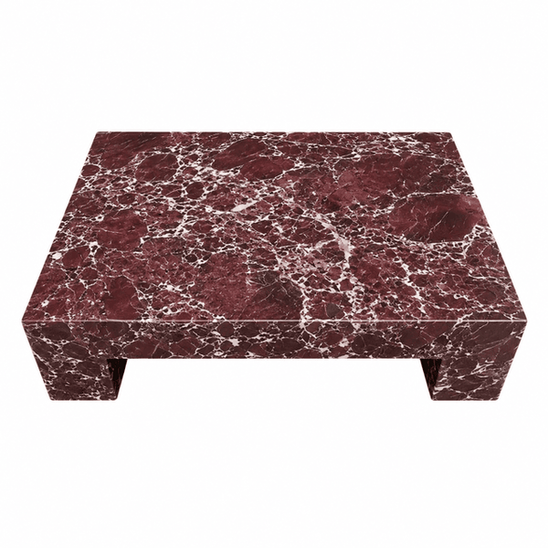 Genuine Marble Rectangular Four Legs Coffee Table - Rosso Levanto
