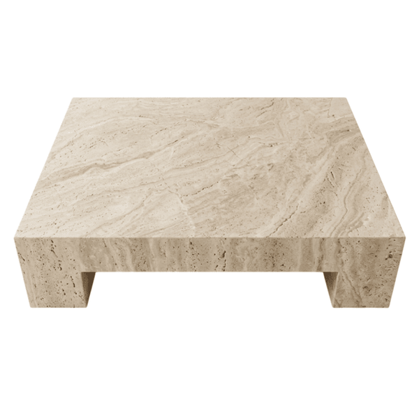 Genuine Limestone Rectangular Four Legs Coffee Table - Beige Travertine