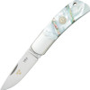 Fallkniven Tre Kronor de Lux (TK3) 2.75" 3G Satin Drop Point Plain Blade, Mother of Pearl Handle