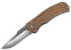 Boker Magnum Five (BOM02826) 3.25" 440 Matte Finished Drop Point Plain Blade, Tan G-10 Handle with Honeycomb Texture