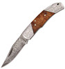 Boker Magnum Duke (01MB946DAM) 2.44" Damascus Clip Point Plain Blade, Burl Wood Handle with Nickel Siler Bolsters