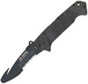 Boker Plus Jim Wagner Reality (BOP052) 4" 440C Black Clip Point Partially Serrated Blade, Black Fiberglass Reinforced Nylon Handle